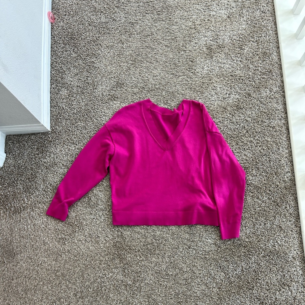 Express V-Neck Sweater - pink